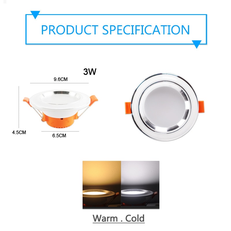 Downlight 10pcs 3W 5W led Downlight AC220V six color recessed downlight ceiling Kitchen living room Indoor ceiling spot light