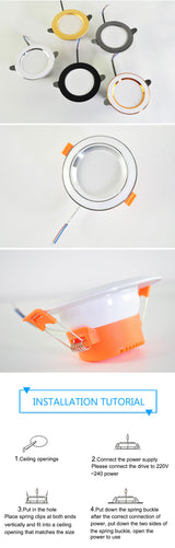 Downlight 10pcs 3W 5W led Downlight AC220V six color recessed downlight ceiling Kitchen living room Indoor ceiling spot light