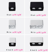 Square Surface Mounted Dimmable Super bright LED Downlights 10W 15W 20W 30W AC110-220V COB LED Ceiling Lamp Spot Lights LED Lamp