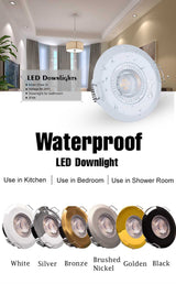 6PCS Waterproof 5W 7W LED Recessed Downlight Ultra Thin Bathroom Lamp Dimmable Round Driveless Ceiling Lighting AC 85-265V