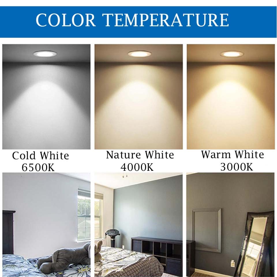 6PCS Waterproof 5W 7W LED Recessed Downlight Ultra Thin Bathroom Lamp Dimmable Round Driveless Ceiling Lighting AC 85-265V