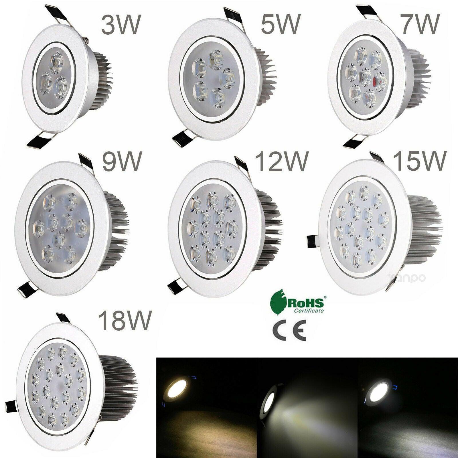 10pcs 3W - 18W Dimmable LED Recessed Ceiling Down Light White Lamp 220V 110V + Driver Downlight Spotlight for Home Office Hotel - LED Lights For Sale : Affordable LED Solutions : Wholesale Prices