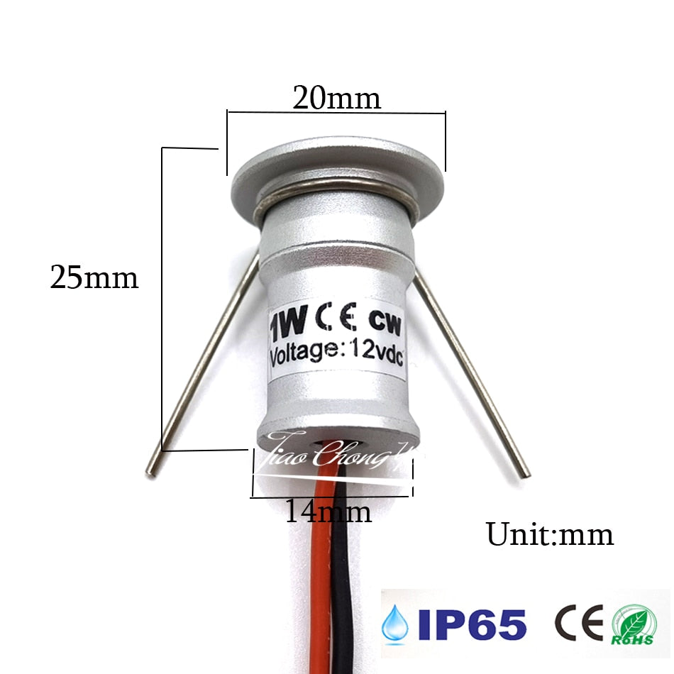 Mini Indoor LED Spot Light 9PCS /1set 12V Downlight Dimmable Recessed Ceiling Stair Light 1W Showcase Cabinet Lights