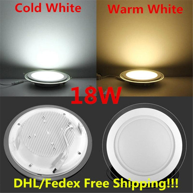 10pcs 6w 9w 12w 18w led panel downlight glass Round ceiling recessed panel light  AC85-265V with adapter Warm/Natural/Cold White - LED Lights For Sale : Affordable LED Solutions : Wholesale Prices