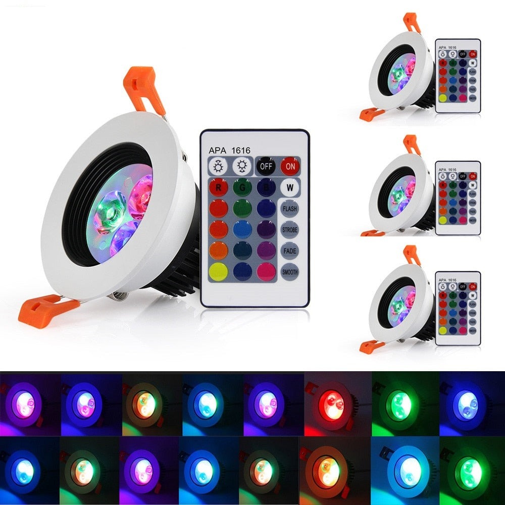 LED Downlights 4pcs/lot 5W RGB Remote Control Spotlight Color Spot Led Ceiling Lamp for Foyer Bedroom led lights home decors