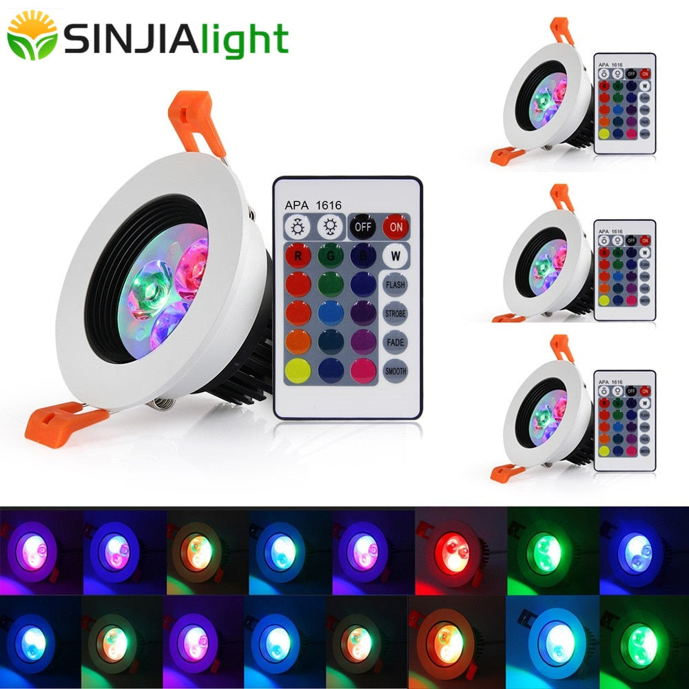 LED Downlights 4pcs/lot 5W RGB Remote Control Spotlight Color Spot Led Ceiling Lamp for Foyer Bedroom led lights home decor