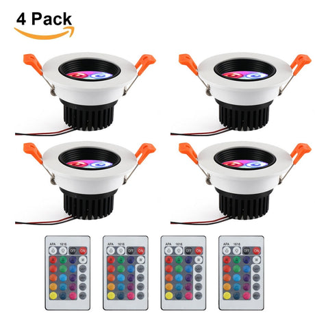 LED Downlights 4pcs/lot 5W RGB Remote Control Spotlight Color Spot Led Ceiling Lamp for Foyer Bedroom led lights home decor