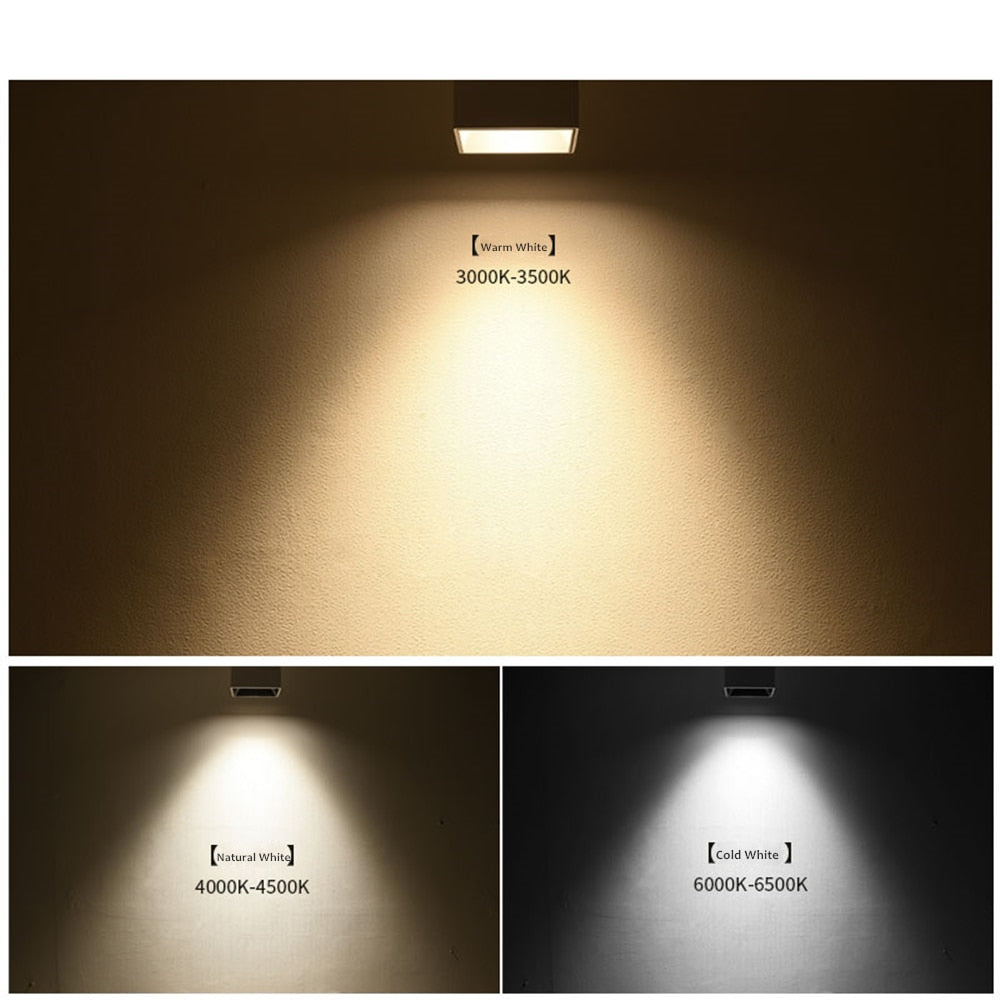 Square LED Surface Mounted Downlight Shining Reflector 15W 20W Ceiling Spot Lamp Square Black/White Housing Indoor Lights