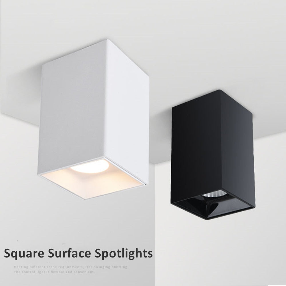 Square LED Surface Mounted Downlight Shining Reflector 15W 20W Ceiling Spot Lamp Square Black/White Housing Indoor Lights