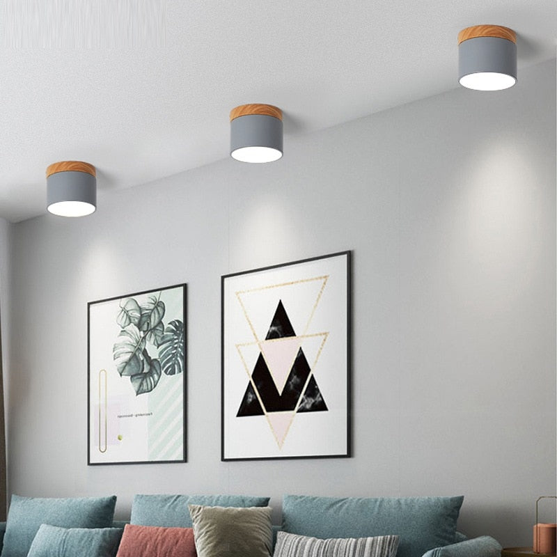Surface mounted downlight household led Nordic modern minimalist porch corridor aisle macaron solid wood ceiling lamp