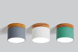 Surface mounted downlight household led Nordic modern minimalist porch corridor aisle macaron solid wood ceiling lamp