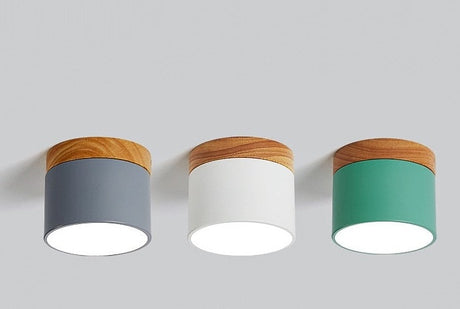 Surface mounted downlight household led Nordic modern minimalist porch corridor aisle macaron solid wood ceiling lamp