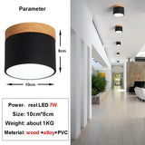 Surface mounted downlight household led Nordic modern minimalist porch corridor aisle macaron solid wood ceiling lamp