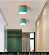 Surface mounted downlight household led Nordic modern minimalist porch corridor aisle macaron solid wood ceiling lamp
