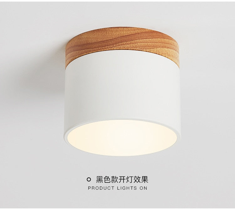 Surface mounted downlight household led Nordic modern minimalist porch corridor aisle macaron solid wood ceiling lamp