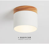 Surface mounted downlight household led Nordic modern minimalist porch corridor aisle macaron solid wood ceiling lamp