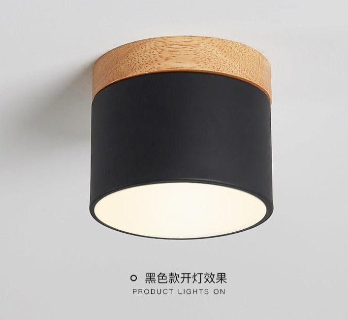 Surface mounted downlight household led Nordic modern minimalist porch corridor aisle macaron solid wood ceiling lamp