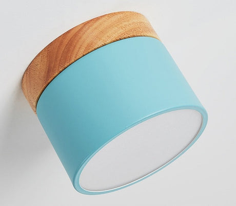 Surface mounted downlight household led Nordic modern minimalist porch corridor aisle macaron solid wood ceiling lamp