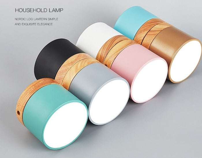 Surface mounted downlight household led Nordic modern minimalist porch corridor aisle macaron solid wood ceiling lamp