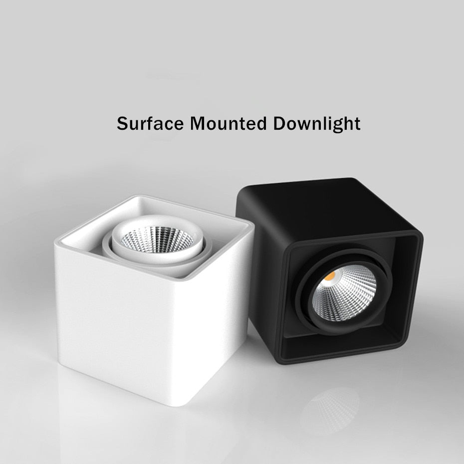 Square COB LED Dimmable Downlights 10W 12W 20W 24W Surface Mounted LED Ceiling Lamps Spot Light 3000K/4000K/6000K AC85-265V