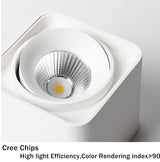 Square COB LED Dimmable Downlights 10W 12W 20W 24W Surface Mounted LED Ceiling Lamps Spot Light 3000K/4000K/6000K AC85-265V