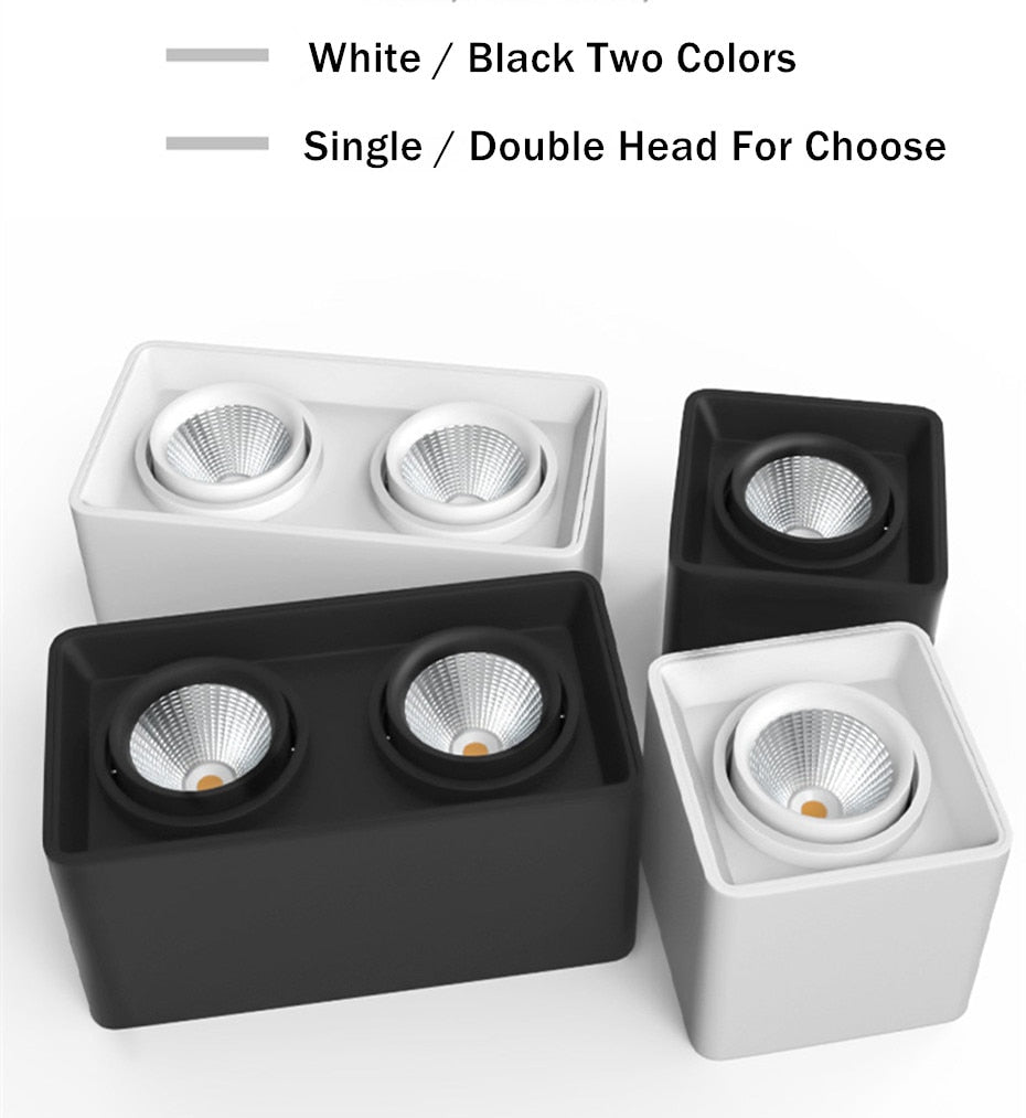 Square COB LED Dimmable Downlights 10W 12W 20W 24W Surface Mounted LED Ceiling Lamps Spot Light 3000K/4000K/6000K AC85-265V