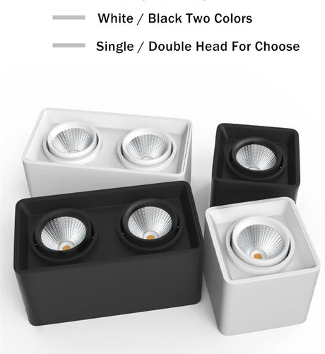 Square COB LED Dimmable Downlights 10W 12W 20W 24W Surface Mounted LED Ceiling Lamps Spot Light 3000K/4000K/6000K AC85-265V