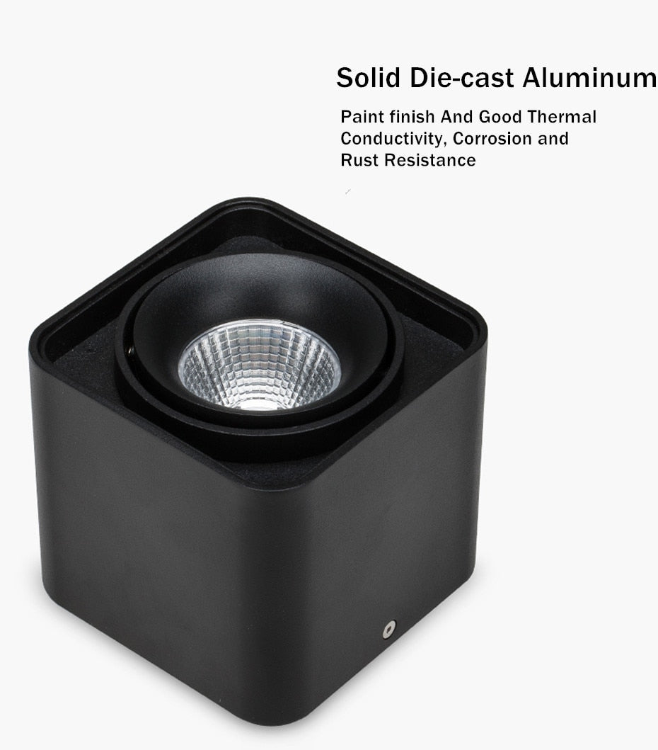 Square COB LED Dimmable Downlights 10W 12W 20W 24W Surface Mounted LED Ceiling Lamps Spot Light 3000K/4000K/6000K AC85-265V