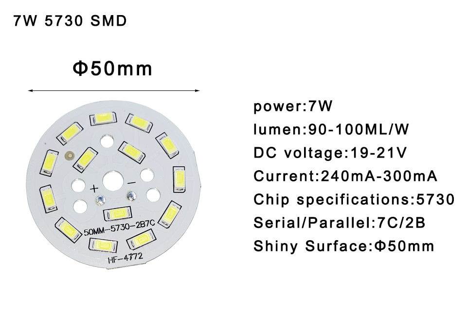 LED SMD Chip 5pcs/lot 3W 7W 12W 18W 24W 36W 5730 Brightness Light Board For led bulb led downlight