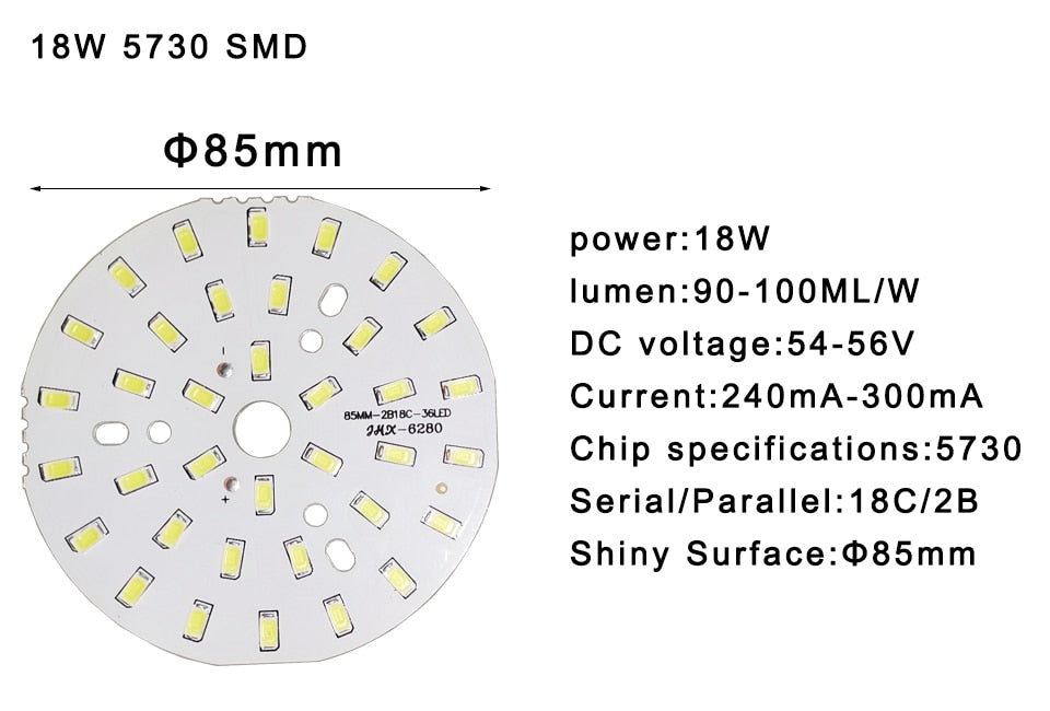 LED SMD Chip 5pcs/lot 3W 7W 12W 18W 24W 36W 5730 Brightness Light Board For led bulb led downlight