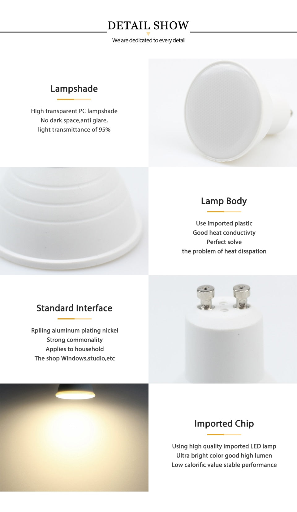 Bombillas LED Lamp GU10 MR16 220V LED spotlight 3W 6W LED Downlight ceiling light Lampara LED bulb