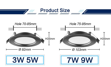 LED Downlight 220V 230V Waterproof Ceiling Lamp 3w 5w 7w 9w 12w 15w 18W Aluminum Recessed Downlights Round Led Panel Light Indoor