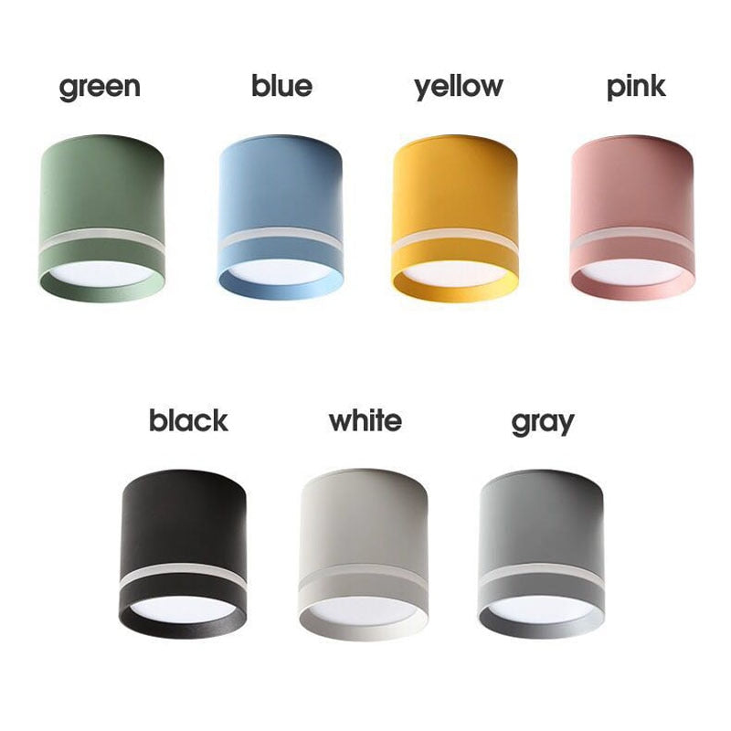 Dimmable LED Surface Mounted Downlight Colorful Ceiling Light 5W 7W 9W 12W 15W Modern Nordic Macaron Led Downlight AC220V 110V