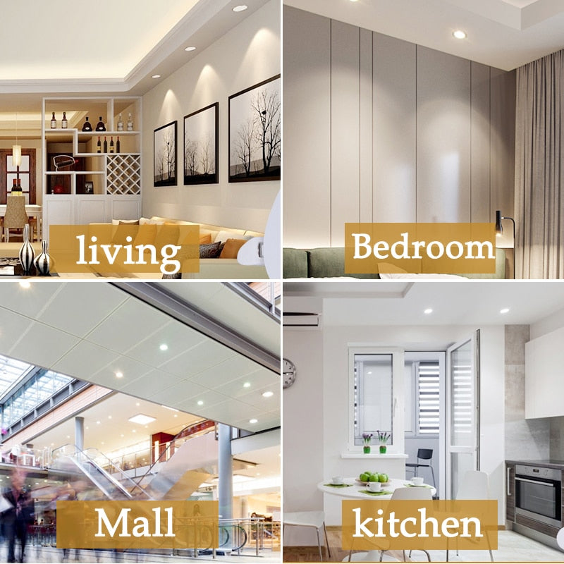 Led Spot Light 220V 110V Round Recessed Spotlights Led Downlight 5W 7W 12W 18W LED Ceiling Spot Lighting For Living Room Bedroom
