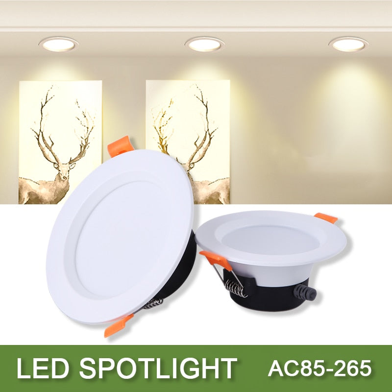 Led Spot Light 220V 110V Round Recessed Spotlights Led Downlight 5W 7W 12W 18W LED Ceiling Spot Lighting For Living Room Bedroom