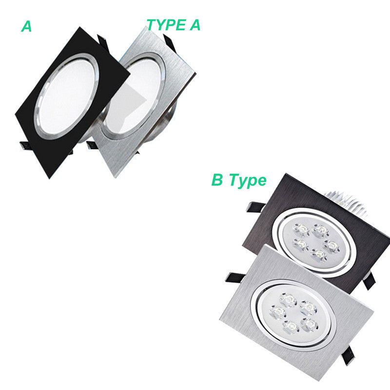 Led Downlight 3W 5W 7W Square Spot Lighting Lamp AC110V 240V Dimmable Down Lights Led Cabinet Light Black/silver