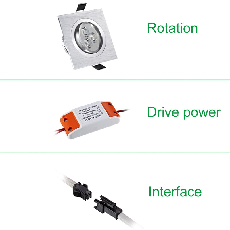 Led Downlight 3W 5W 7W Square Spot Lighting Lamp AC110V 240V Dimmable Down Lights Led Cabinet Light Black/silver