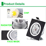 Led Downlight 3W 5W 7W Square Spot Lighting Lamp AC110V 240V Dimmable Down Lights Led Cabinet Light Black/silver