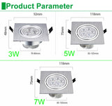 Led Downlight 3W 5W 7W Square Spot Lighting Lamp AC110V 240V Dimmable Down Lights Led Cabinet Light Black/silver