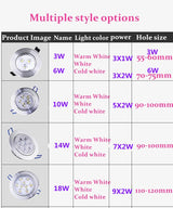Round LED Dimmable Downlights 3W 6W 10W 14W 18W LED Ceiling lamp recessed COB LED Ceiling Spot lights ac85-265V Indoor Lighting