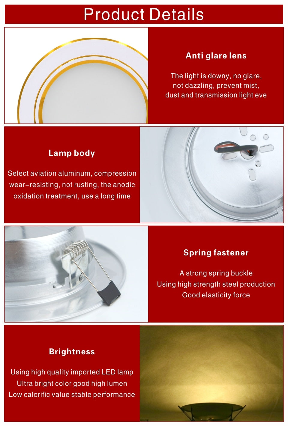 Led Downlight 220V 5W 9W 12W 15W 18W Ceiling Light Recessed Down light Round Led Panel Light LED Spot light Indoor Lighting