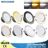 LED 3W 5W 9W 12W 15W 18W Downlight Spot led downlight AC 220V gold Silver White Ultra Thin Aluminum Round Recessed LED Spot Lighting