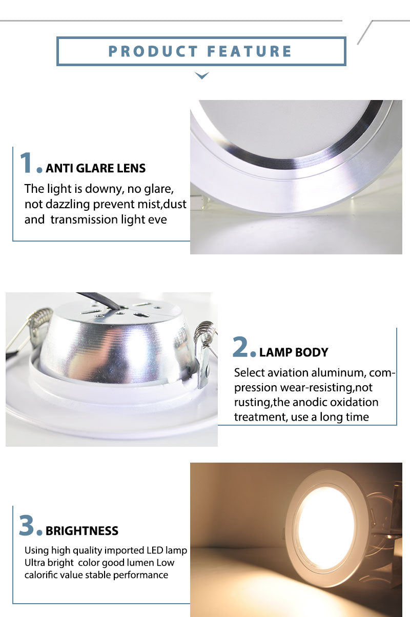 LED 3W 5W 9W 12W 15W 18W Downlight Spot led downlight AC 220V gold Silver White Ultra Thin Aluminum Round Recessed LED Spot Lighting