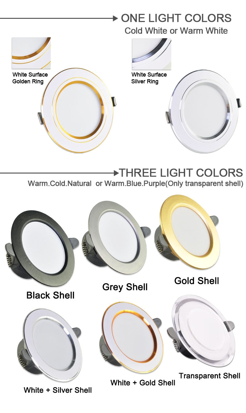 LED 3W 5W 9W 12W 15W 18W Downlight Spot led downlight AC 220V gold Silver White Ultra Thin Aluminum Round Recessed LED Spot Lighting