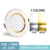 LED 3W 5W 9W 12W 15W 18W Downlight Spot led downlight AC 220V gold Silver White Ultra Thin Aluminum Round Recessed LED Spot Lighting