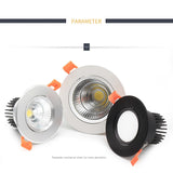 Led Spotlight Ceiling Lamp Recessed LED COB Downlight Dimmable 220V 110V Warm / Pure/Cold White Round Led Spot Light