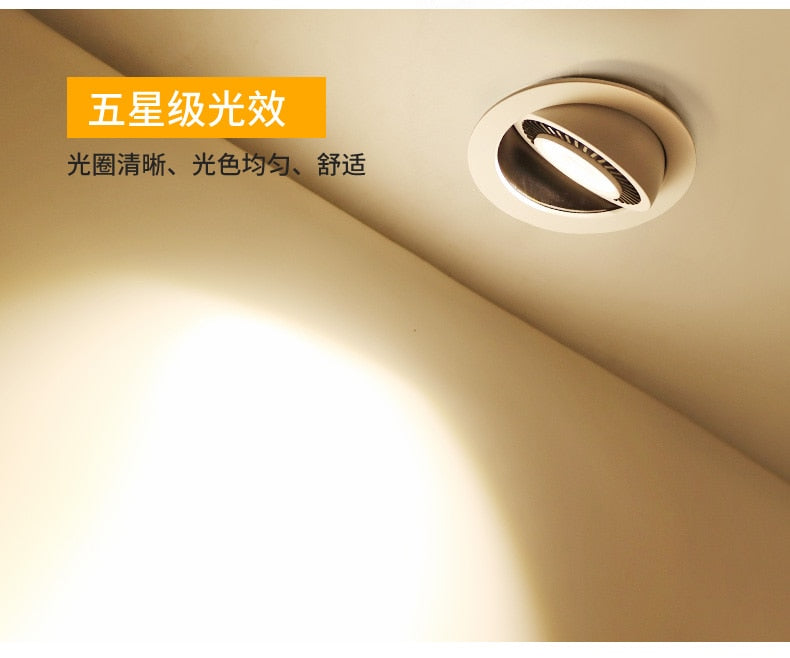 Rotatable Angle LED Recessed Downlight 5W 7W 10W 15W 18W LED Ceiling Spot Light 3000K/4000K/6000K Black/White Housing Light