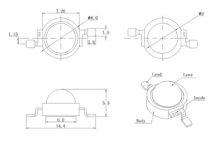 FULL Power 50pcs 1W 3W LED 3V Light Emitting Diode headlights Power LED For SpotLight DownLight Lamp Bulb LED DIY
