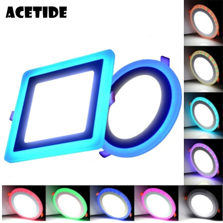 ACETIDE Led  Downlight 6W 9W 16W 24W led Ceiling Recessed panel Light Painel lamp decoration round square  Blue+White 2 color