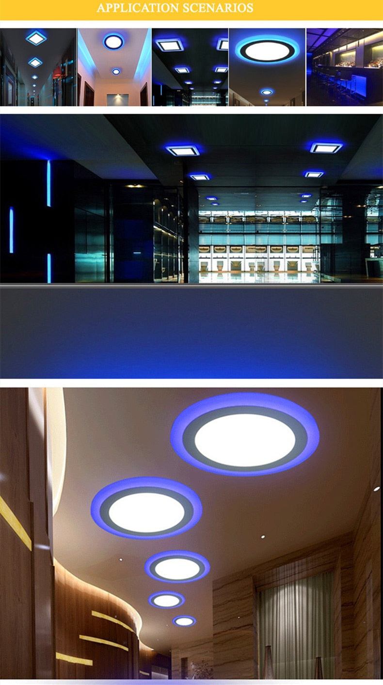 ACETIDE Led  Downlight 6W 9W 16W 24W led Ceiling Recessed panel Light Painel lamp decoration round square  Blue+White 2 color